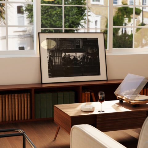Ramen Stand in Osaka at night in Black & White Print