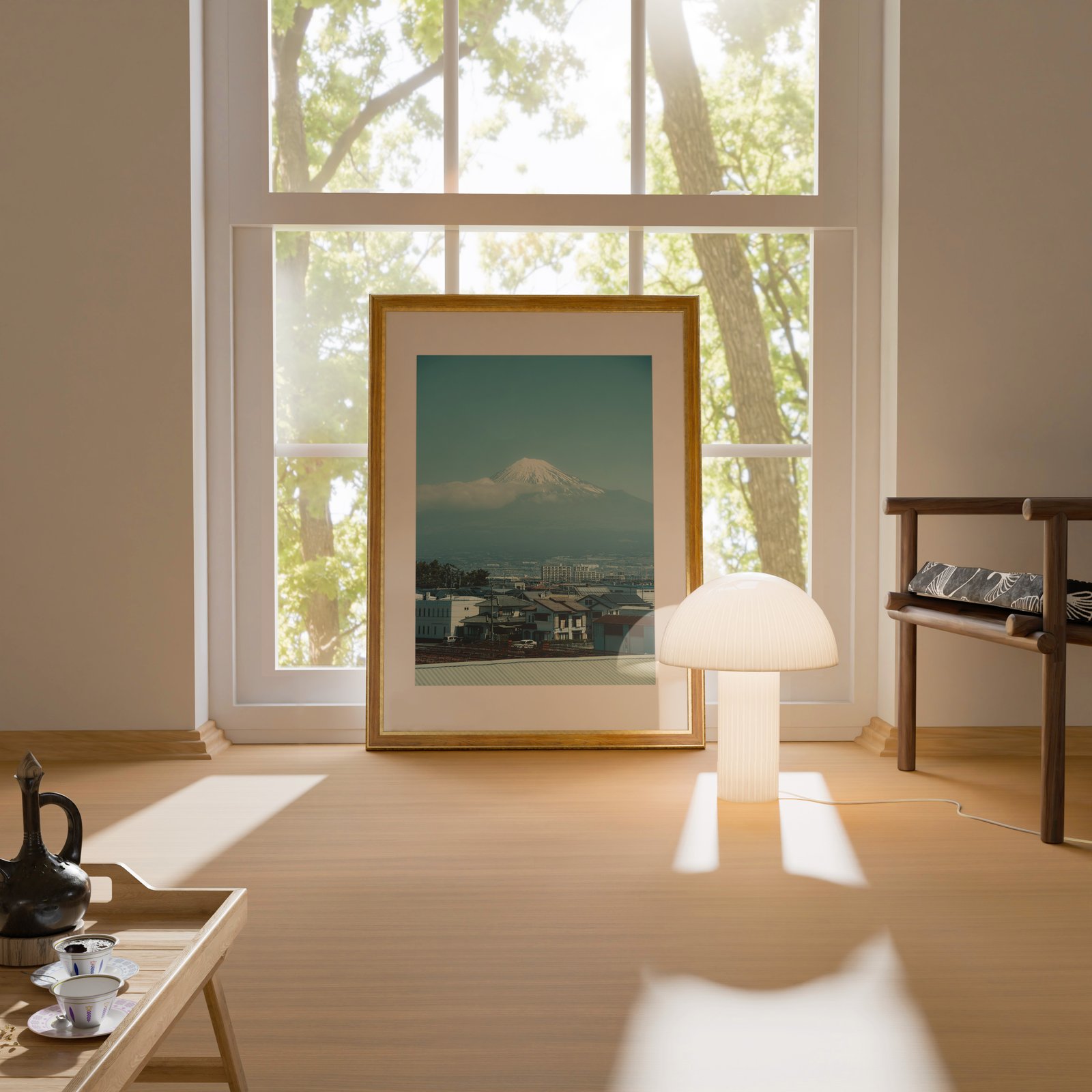 Pastel Blue Japan Mount Fuji Print