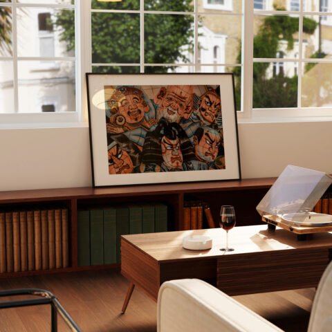 Japan Modern Traditional Colorful Graffiti Print