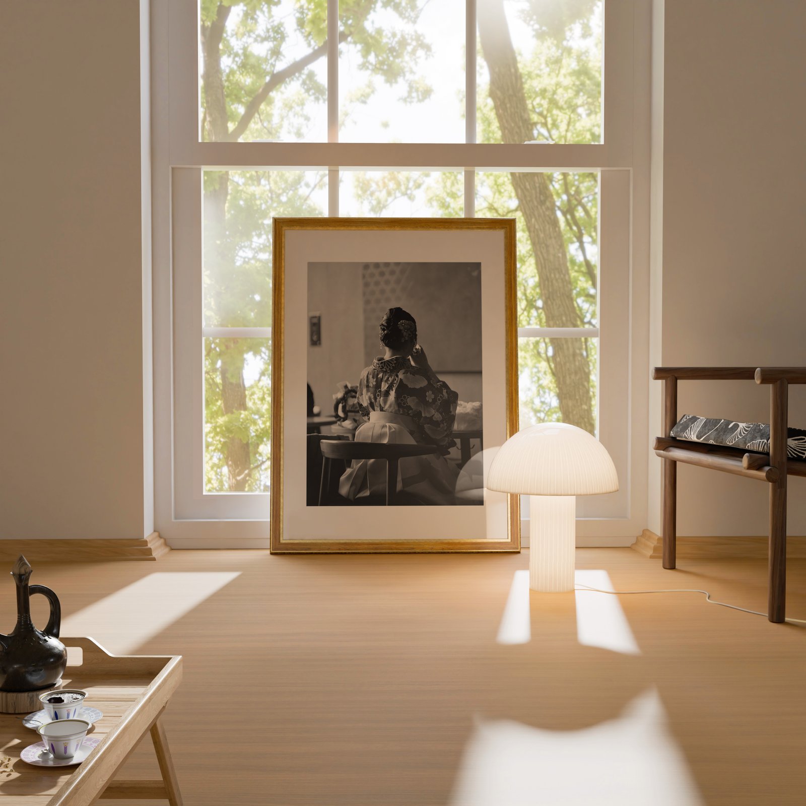 Japanese Kimono Girl on her Tea Time Print