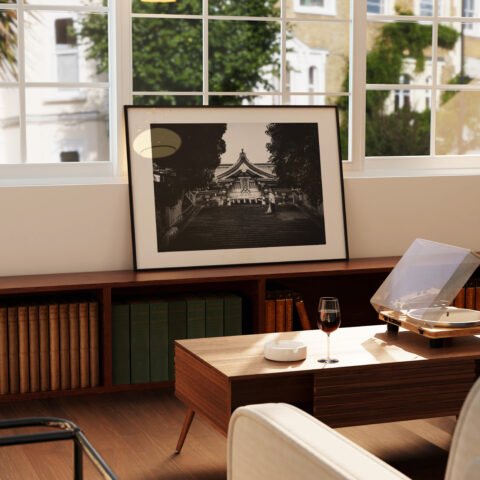 Black & White Japanese Shrine Print