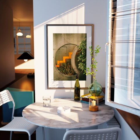 Japanese Garden Retro Window Print