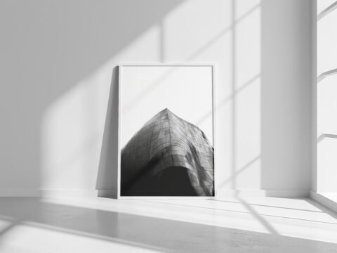 Black & White Minimalist Modern Building in Seattle Print